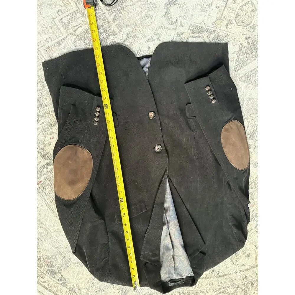 Lauren Ralph Lauren Mens Black Corduroy Blazer Elbow Patches Sport Coat 44R